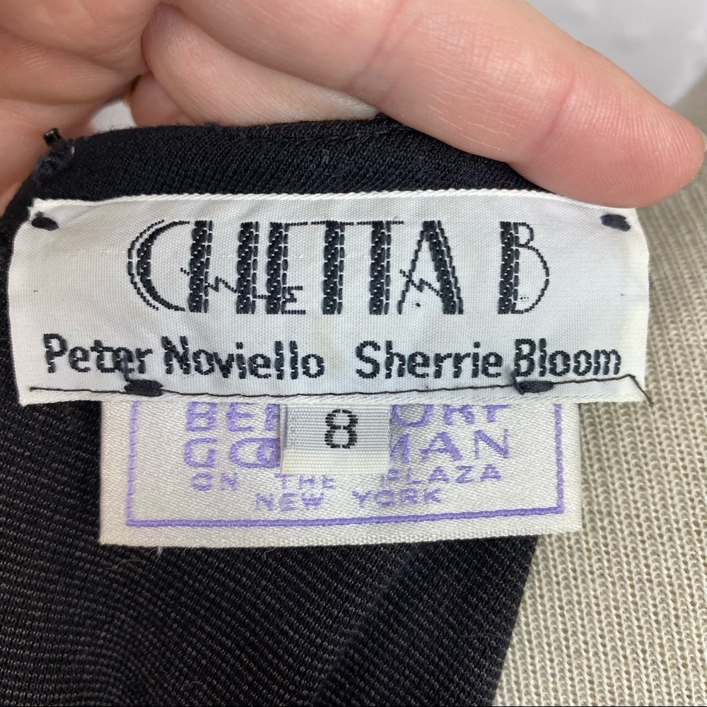 Vintage 60s 70s Chetta B black & white dress 8 - Picture 6 of 7